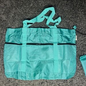 Bag And Carry Teal Green Turquoise Large Beach Bag With Pockets